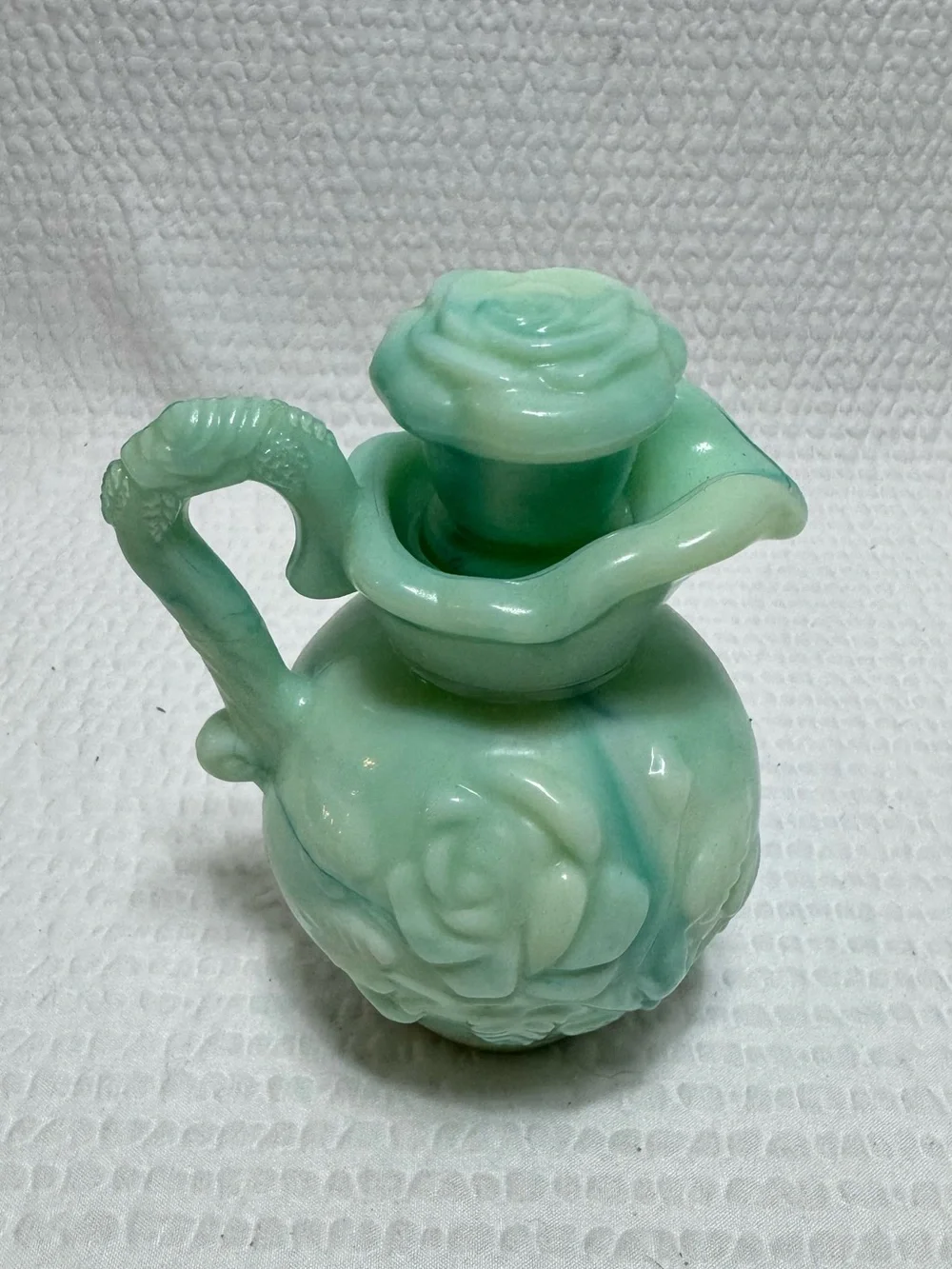 Vintage Mint Green Decorative Ceramic Pitcher Vase - oil